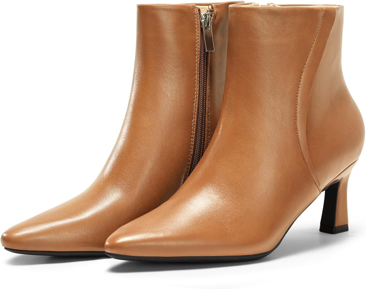 Women's Pointed-Toe Kitten Heel Ankle Boots, Side Zip