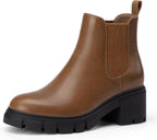 Women's Chunky Heel Chelsea Ankle Boots, Slip-On Suede