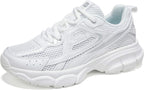 Women's Chunky Platform Sneakers with Mesh and Leather Upper