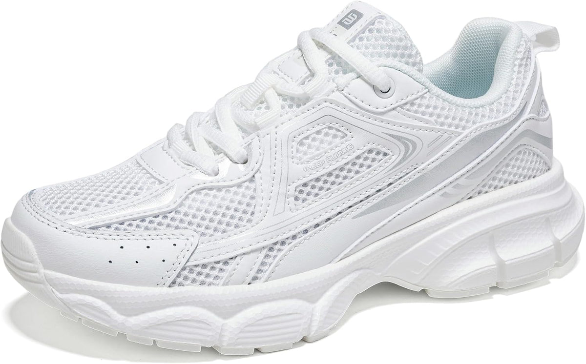 Women's Chunky Platform Sneakers with Mesh and Leather Upper
