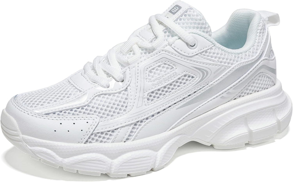 Women's Chunky Platform Sneakers with Mesh and Leather Upper
