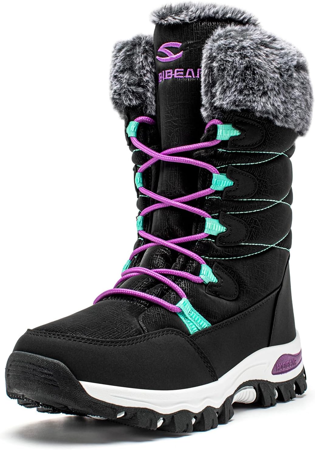 Women's Waterproof Mid-Calf Snow Boots with Faux Fur Collar