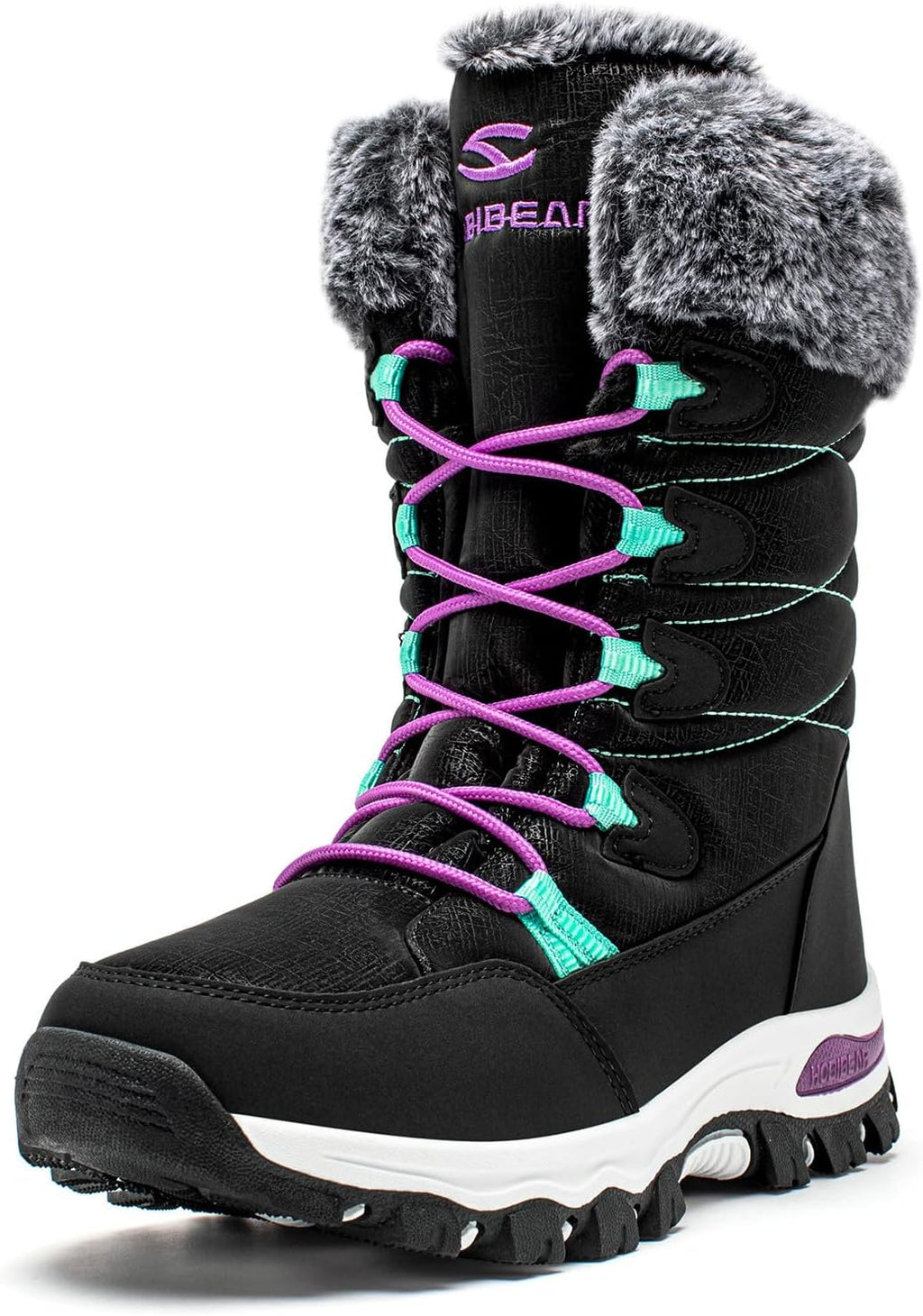 Women's Waterproof Mid-Calf Snow Boots with Faux Fur Collar