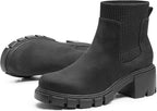 Women's Chunky Heel Chelsea Ankle Boots, Suede or Leather