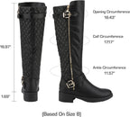 Women's Wide Calf Knee High Moto Boots with Faux Fur Lining