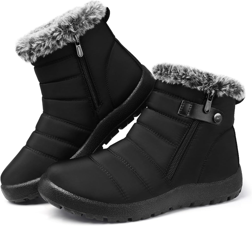 Women's Waterproof Snow Boots with Faux Fur Lining, Non-Slip
