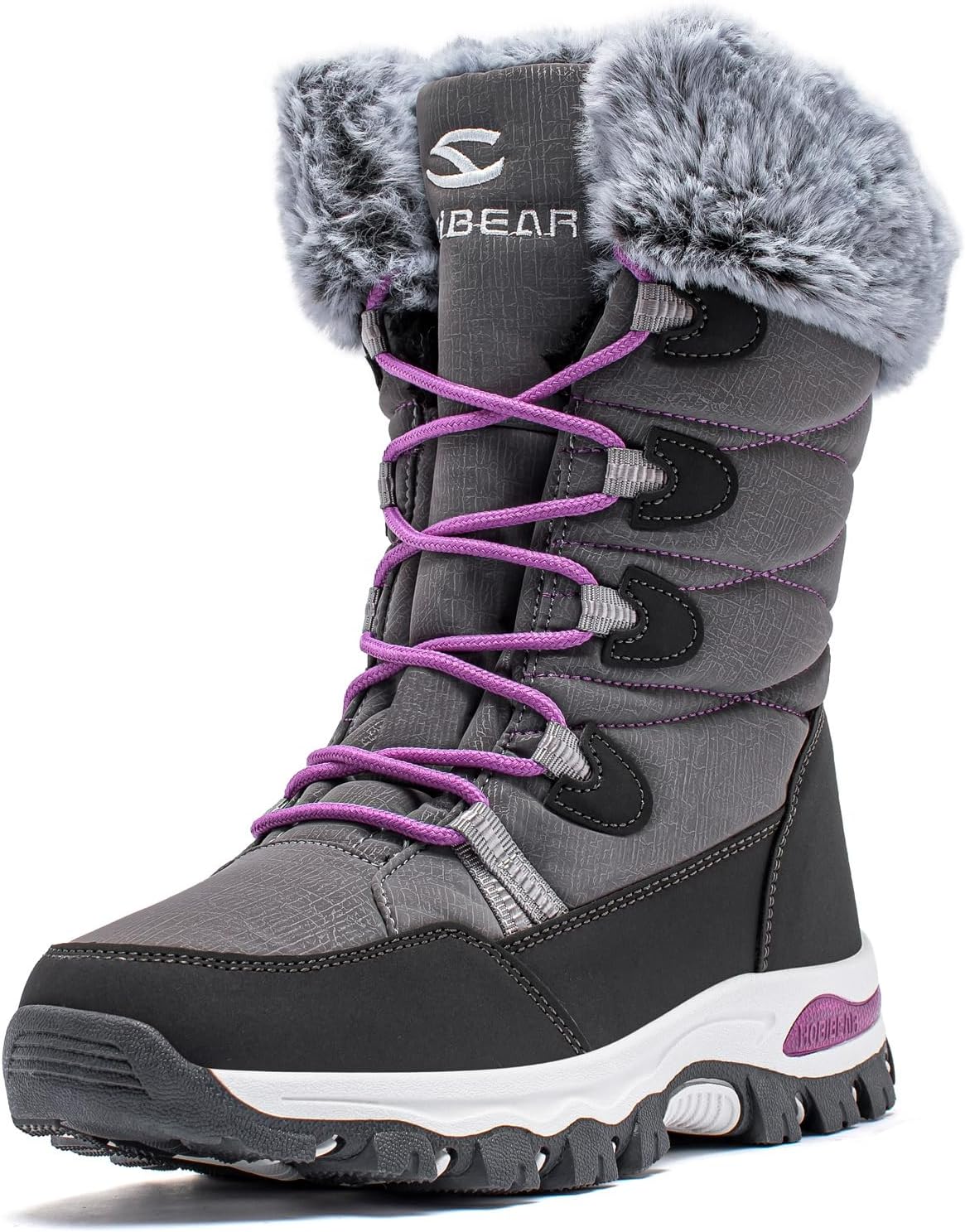 Women's Waterproof Mid-Calf Snow Boots with Faux Fur Collar