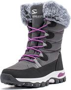 Women's Waterproof Mid-Calf Snow Boots with Faux Fur Collar