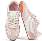 Women's Retro Tennis Sneakers - Nylon & Suede Slim Fit