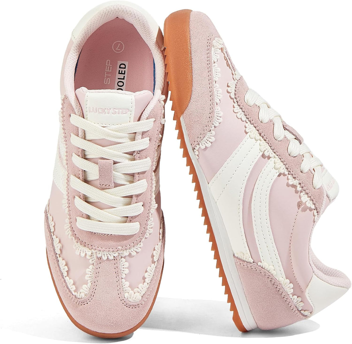 Women's Retro Tennis Sneakers - Nylon & Suede Slim Fit