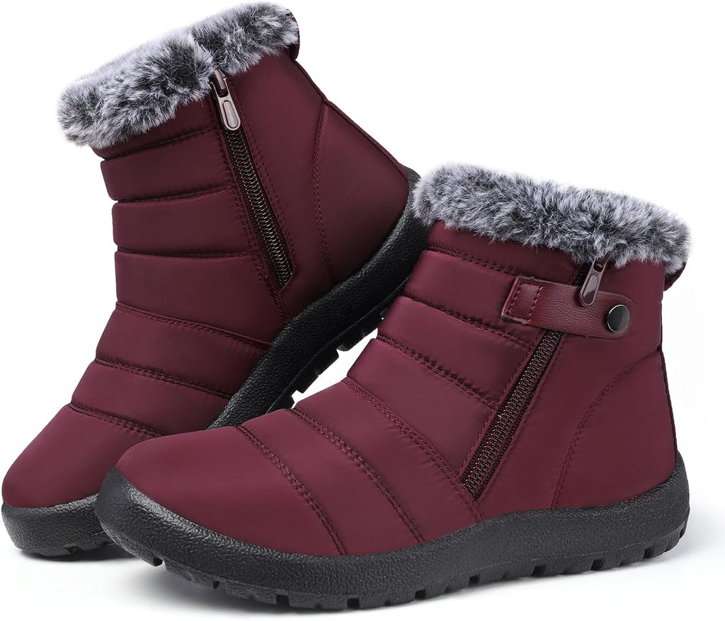 Women's Waterproof Snow Boots with Faux Fur Lining, Non-Slip