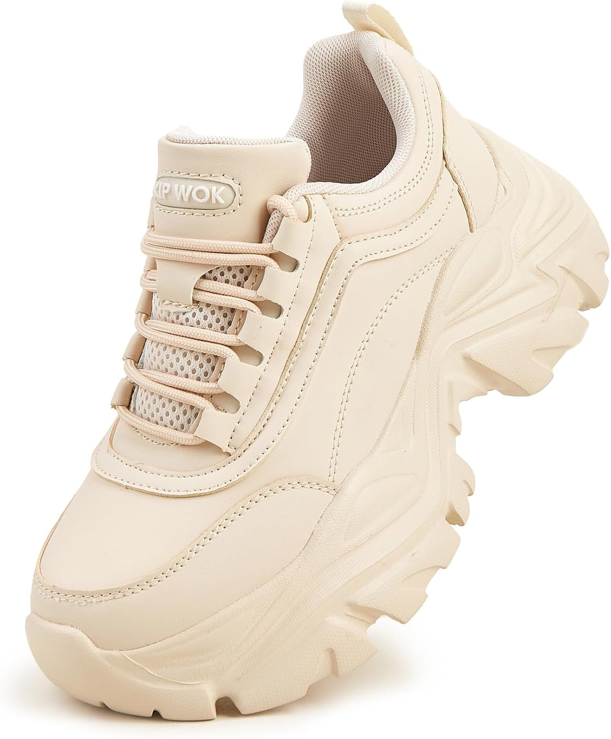 Women's White Platform Chunky Sneakers, Memory Foam Insole