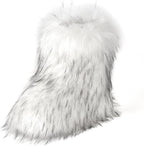 Women's Faux Fur Mid-Calf Snow Boots with Flat Heel