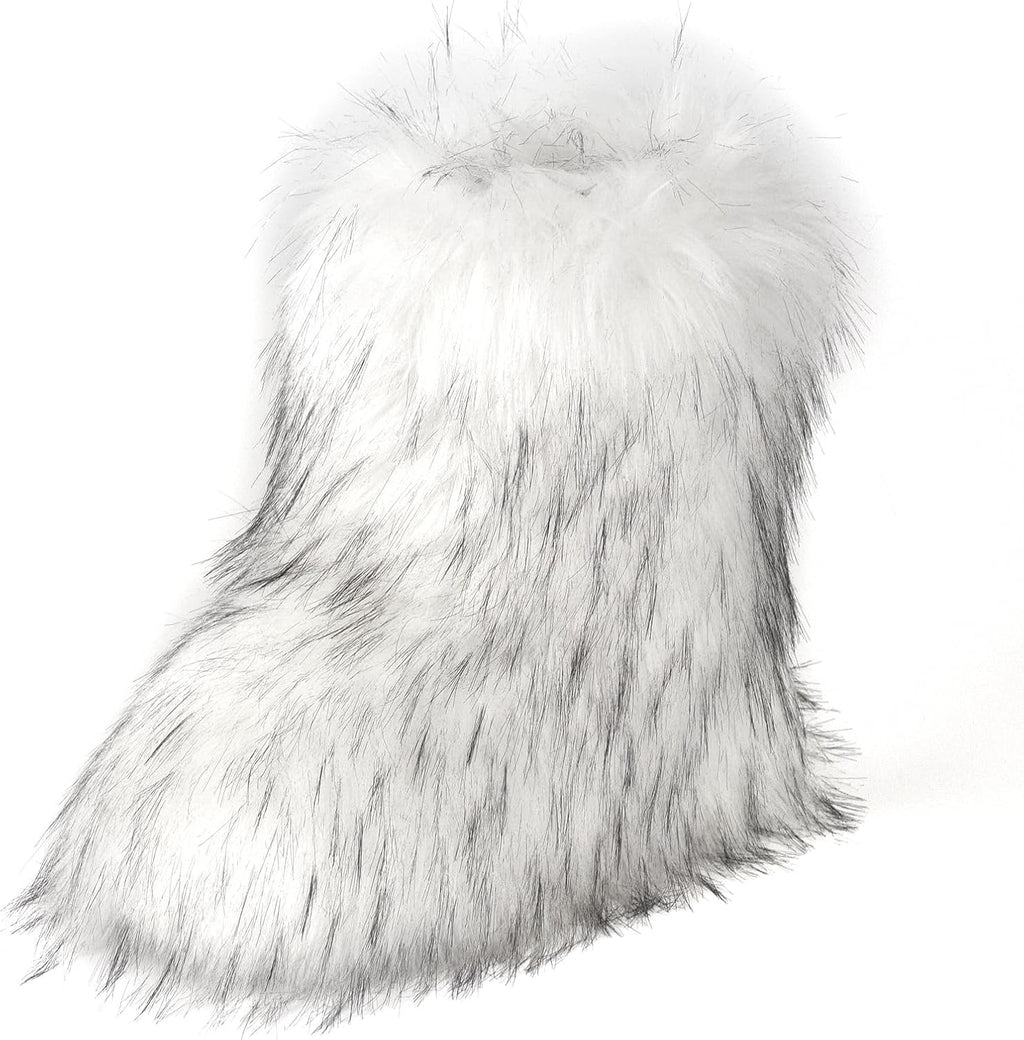 Women's Faux Fur Mid-Calf Snow Boots with Flat Heel