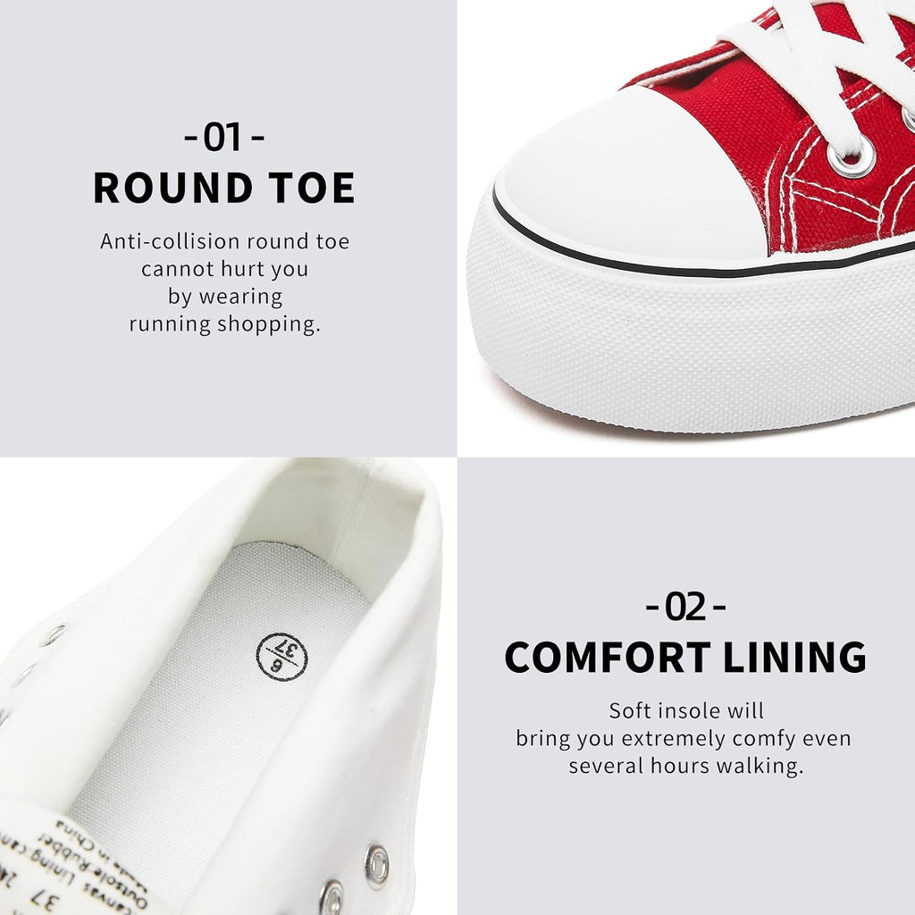 Women's White High Top Platform Canvas Sneakers