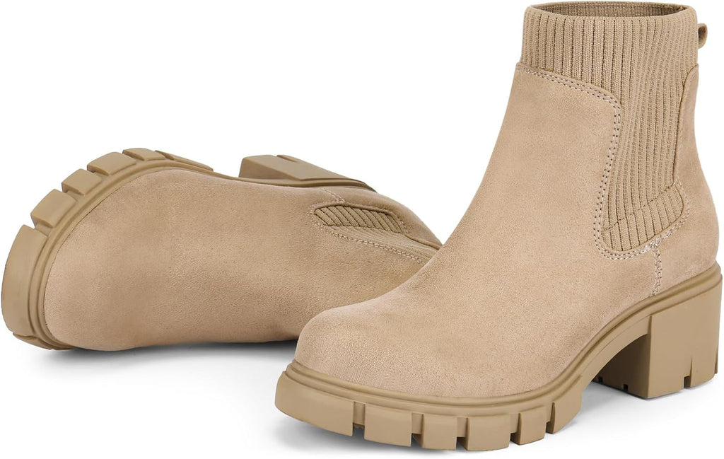Women's Chunky Heel Chelsea Ankle Boots, Suede or Leather