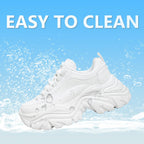 Women's White Platform Chunky Sneakers, Memory Foam Insole