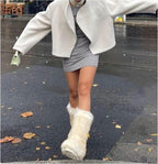 Women's Faux Fur Mid-Calf Snow Boots with Round Toe