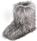 Women's Faux Fur Mid-Calf Snow Boots with Flat Heel