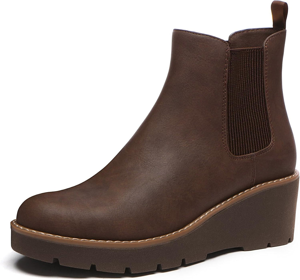 Women's Platform Wedge Chelsea Ankle Boots, Nubuck & Suede