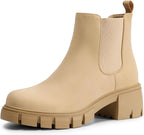 Women's Chunky Heel Chelsea Ankle Boots with Elastic Gore