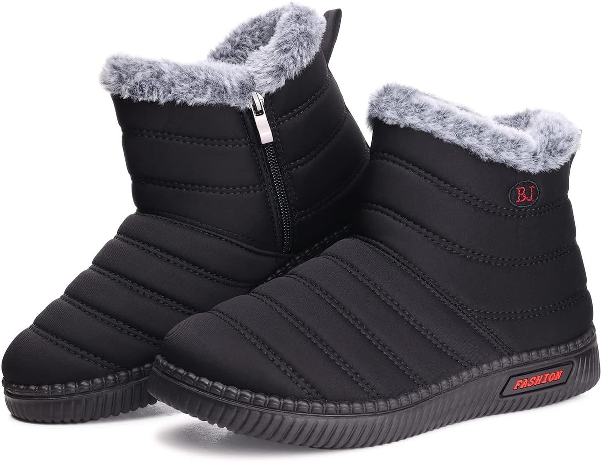 Women's Waterproof Platform Snow Boots, Fleece-Lined Ankle