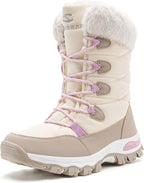 Women's Waterproof Mid-Calf Snow Boots with Faux Fur Collar