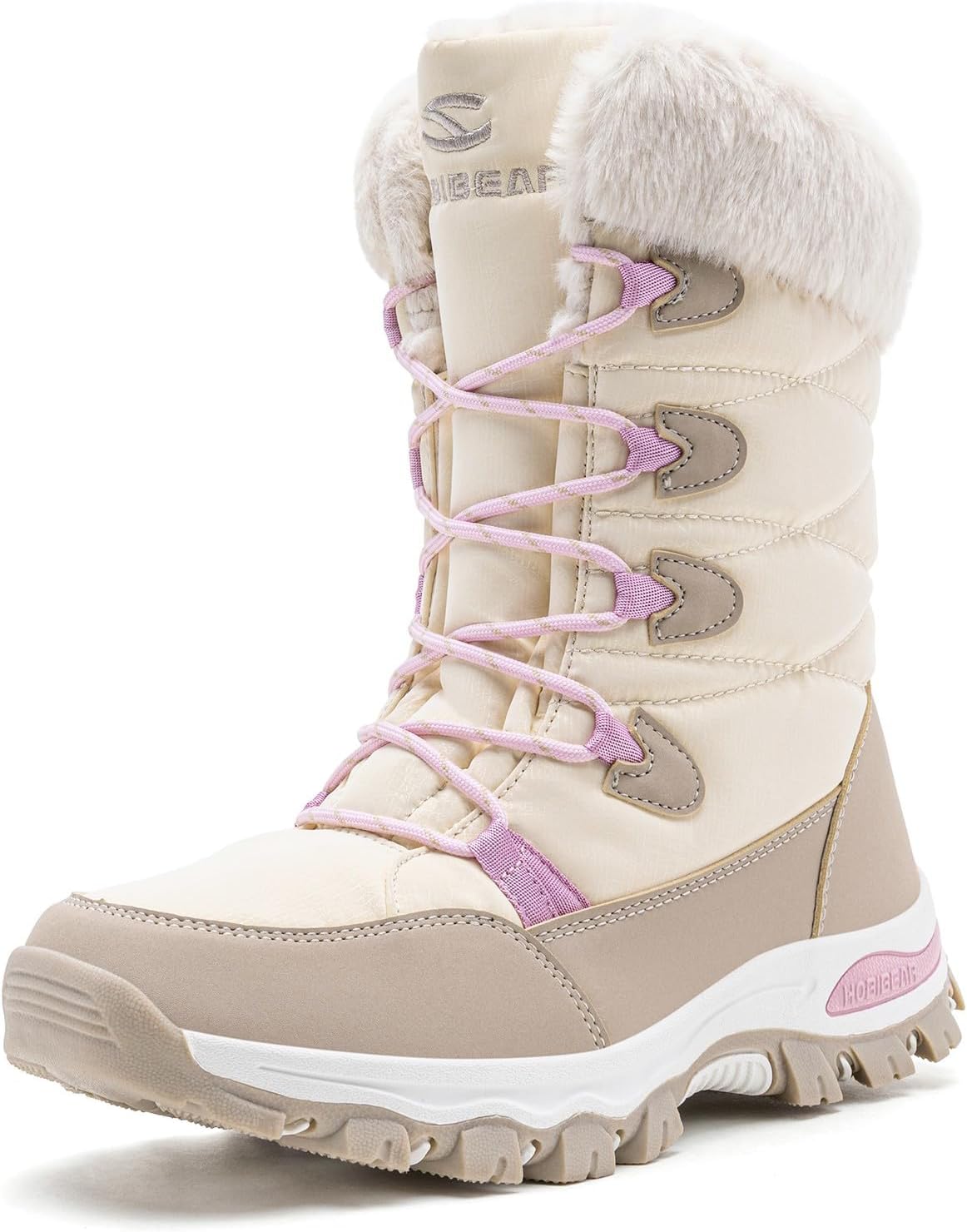 Women's Waterproof Mid-Calf Snow Boots with Faux Fur Collar