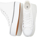 Women's White High Top Platform Canvas Sneakers