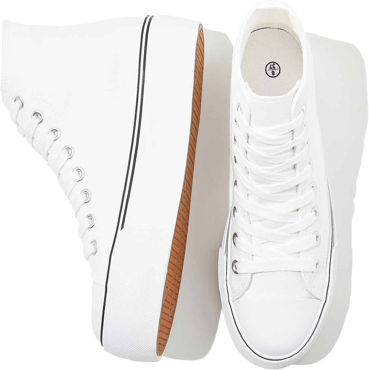 Women's White High Top Platform Canvas Sneakers