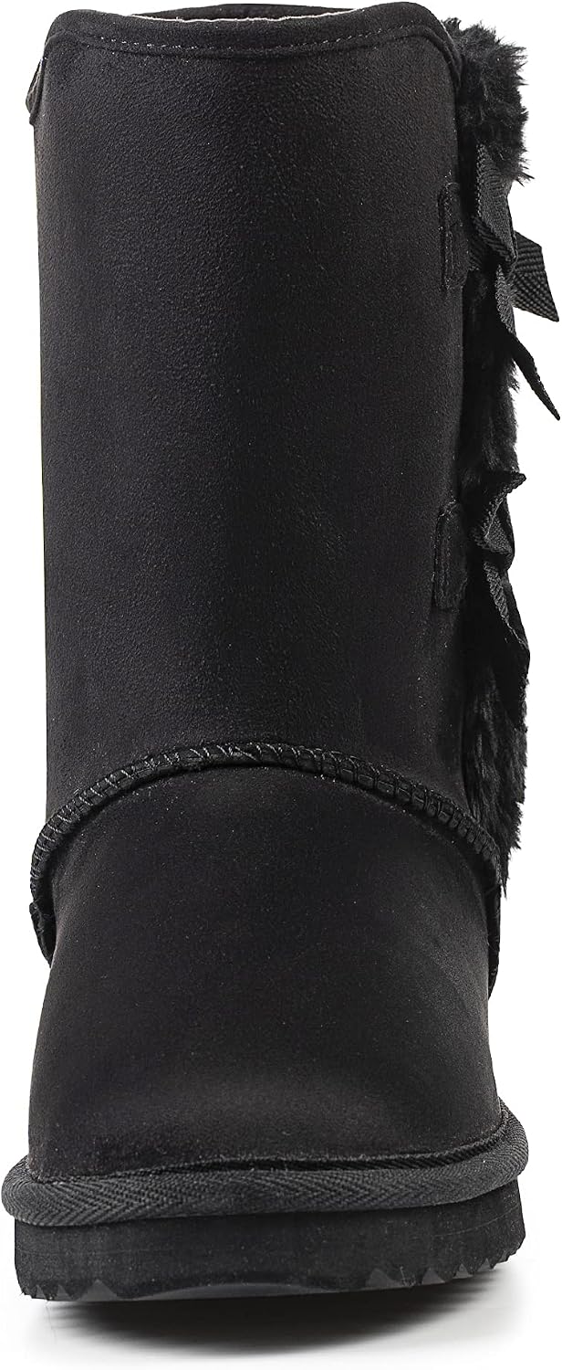 Women's Suede Mid-Calf Snow Boots with Side Bows