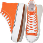 Women's White High Top Platform Canvas Sneakers