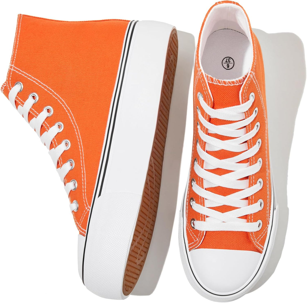 Women's White High Top Platform Canvas Sneakers