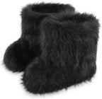 Women's Faux Fur Snow Boots – Fluffy Mid-Calf Flat Winter Boots