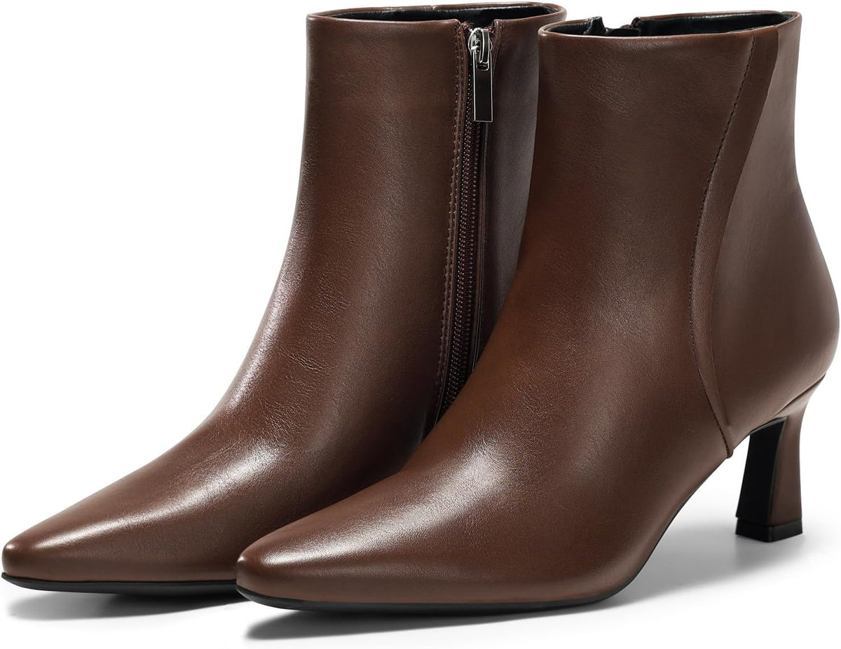Women's Pointed-Toe Kitten Heel Ankle Boots, Side Zip