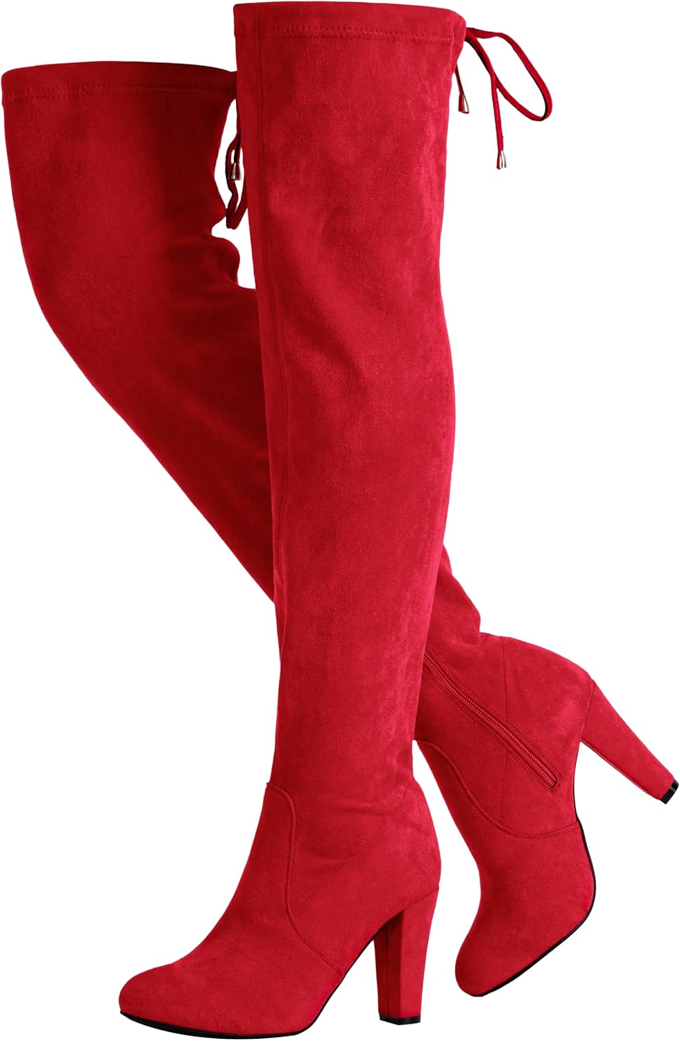 Women's Suede Thigh High Boots with 3.5" Block Heel