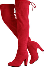 Women's Suede Thigh High Boots with 3.5" Block Heel