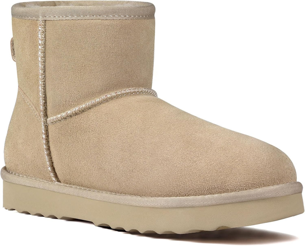 Women's Suede Mini Snow Boots with Faux Fur Lining