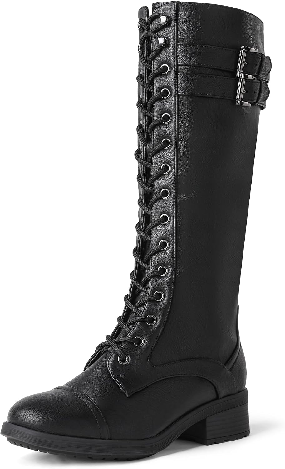 Women's Knee High Platform Combat Boots with Faux Fur Lining