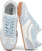 Women's Retro Tennis Sneakers - Nylon & Suede Slim Fit