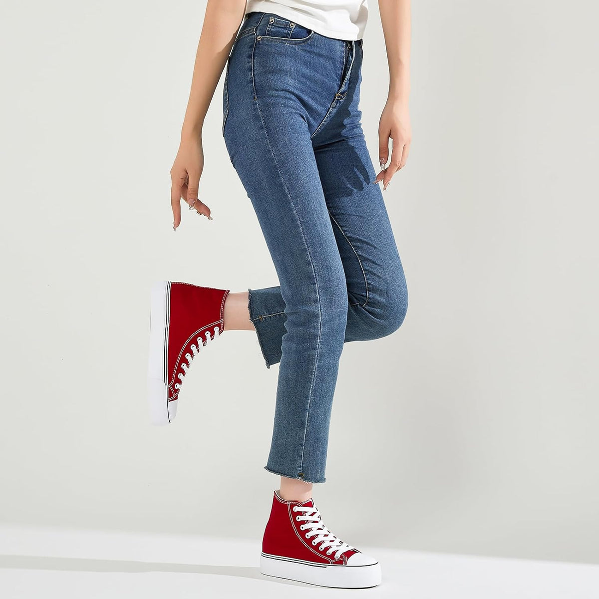 Women's White High Top Platform Canvas Sneakers
