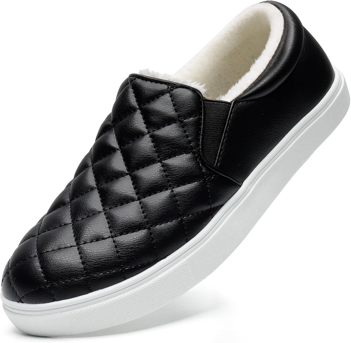 Women's Quilted Slip-On Sneakers in Vegan Faux Leather