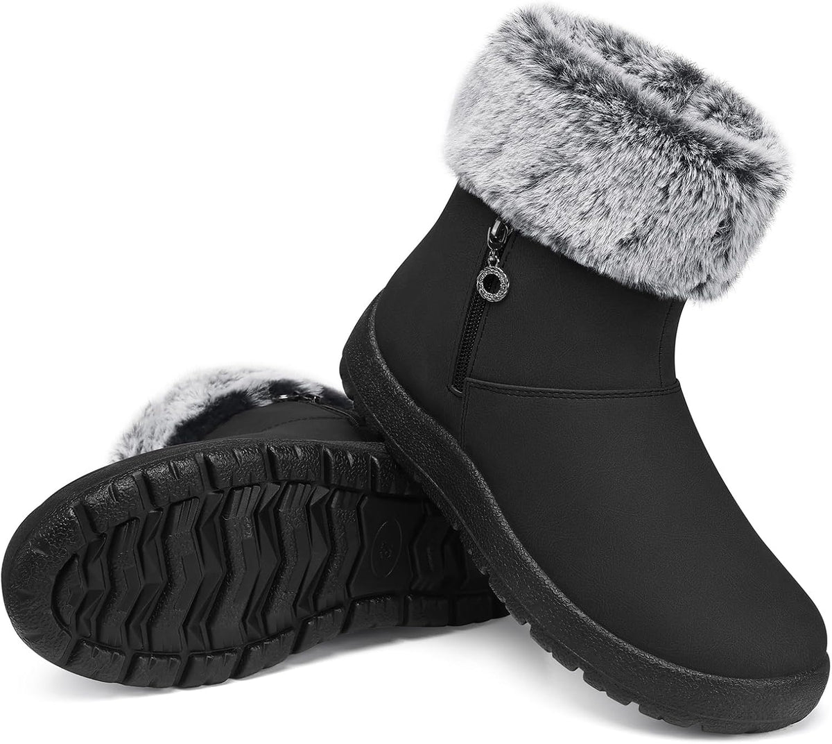 Women's Waterproof Fur Lined Snow Ankle Boots, Slip-On