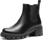 Women's Chunky Heel Chelsea Ankle Boots with Elastic Gore