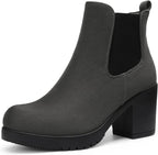 Women's Chunky Heel Chelsea Ankle Boots in Faux Suede