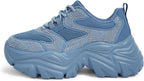 Women's White Platform Chunky Sneakers, Memory Foam Insole