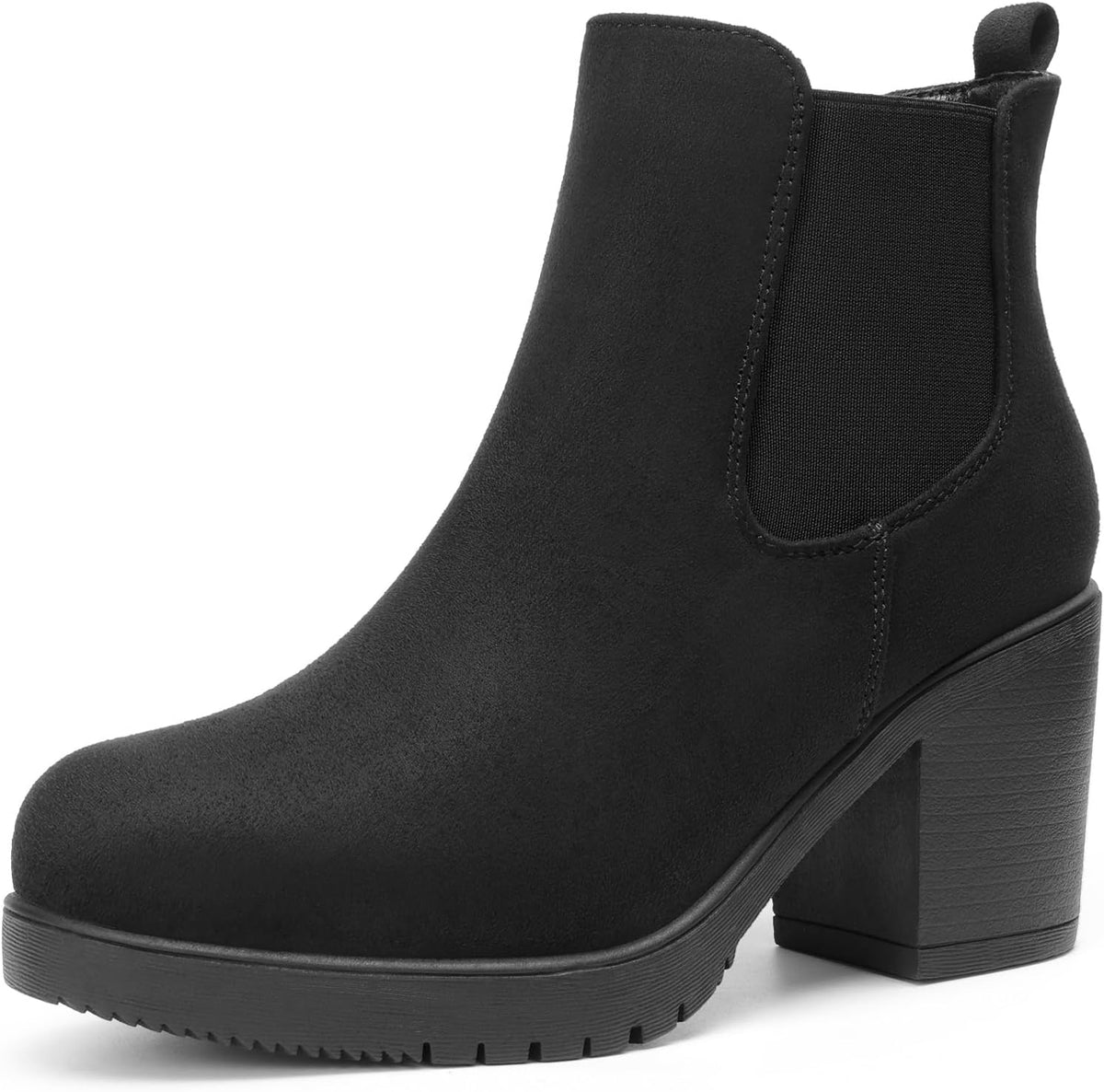 Women's Chunky Heel Chelsea Ankle Boots in Faux Suede