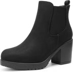 Women's Chunky Heel Chelsea Ankle Boots in Faux Suede