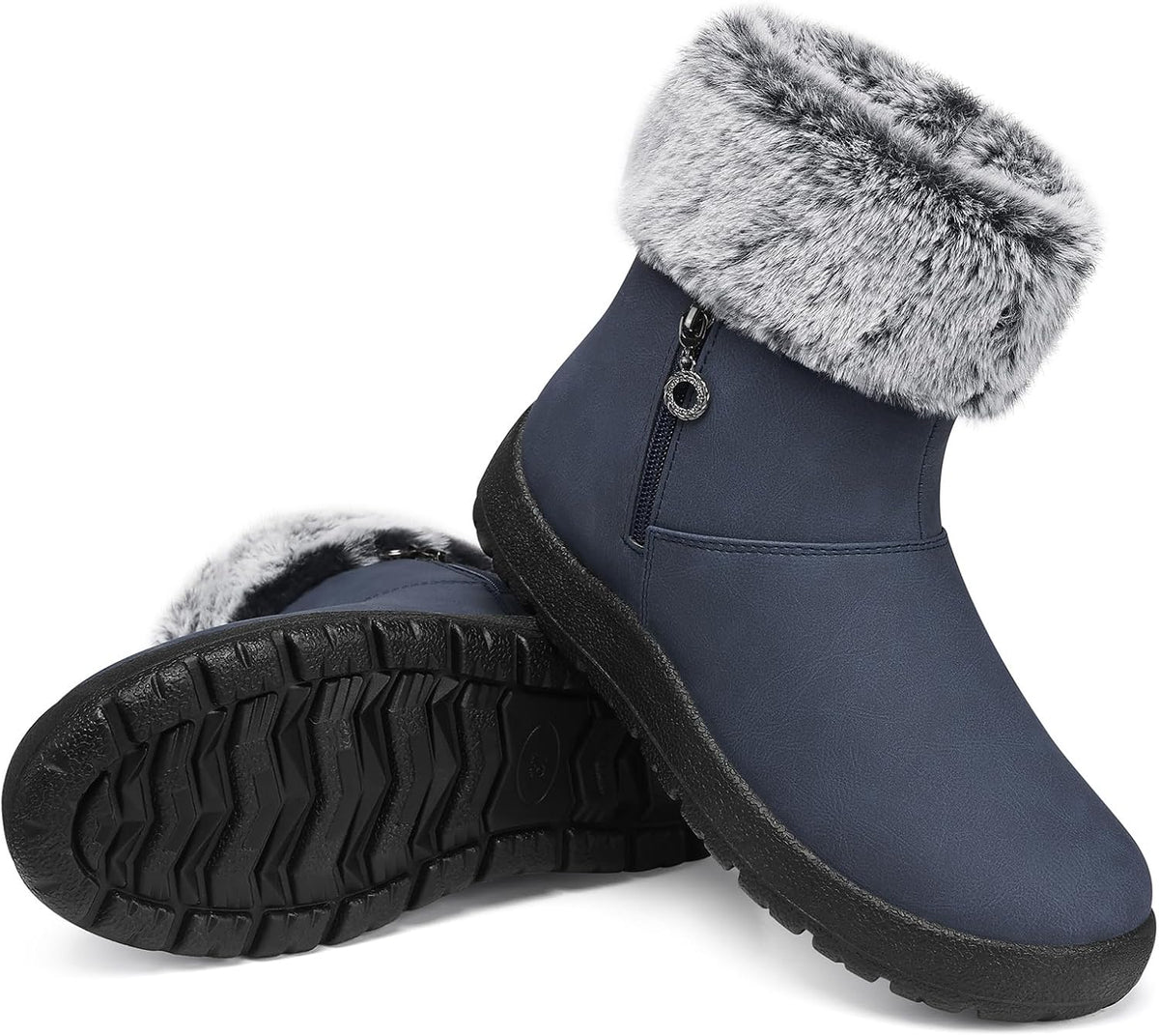 Women's Waterproof Fur Lined Snow Ankle Boots, Slip-On