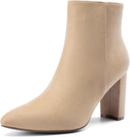Women's Chunky Heel Ankle Boots with Faux Fur Lining